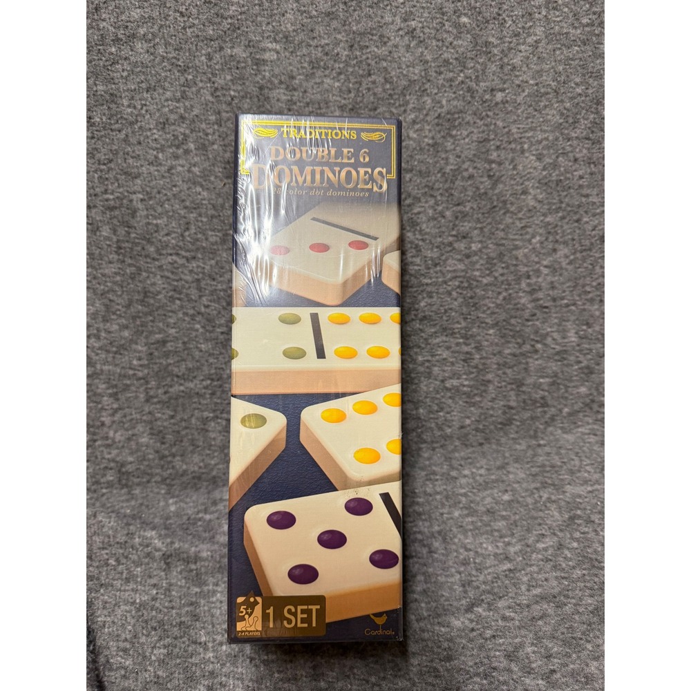 Cardinal Traditions Double 6 Dominoes 28 Color Dot Dominoes Set New Sealed